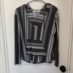 Wallflower Striped Black and Blue Hoodie